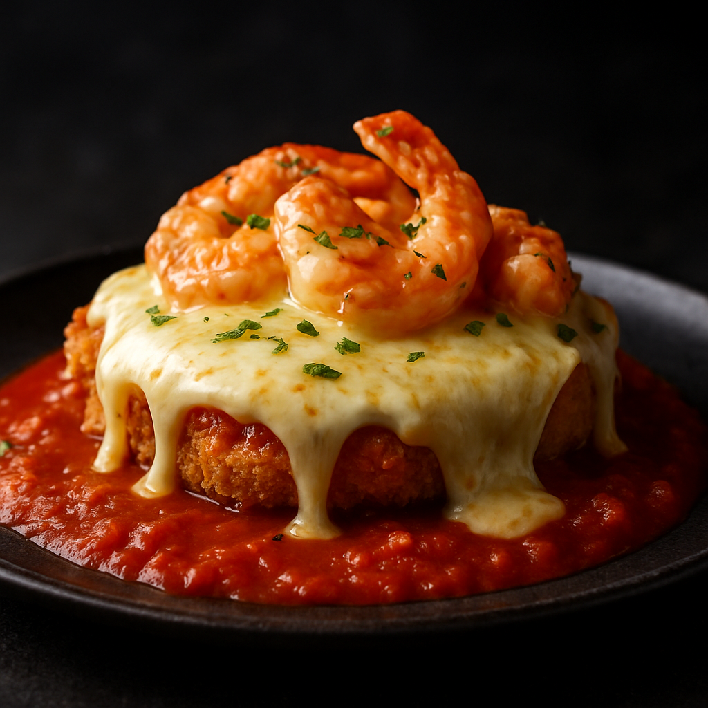 Parmegiana de Camarão ao Fondue